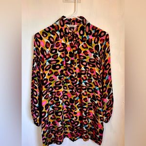 Tucker Silk Leopard Print Button Long Sleeve Blouse Size Medium